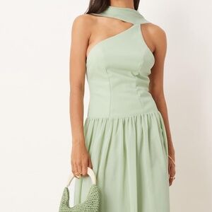 ASOS DESIGN scarf tie back dropped waist midi dress